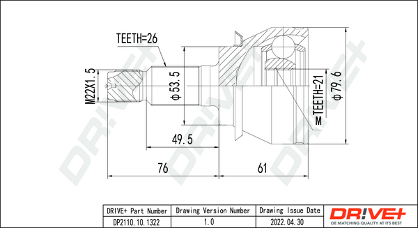 Kit giunti, Semiasse - DP2110.10.1322 Dr!ve+