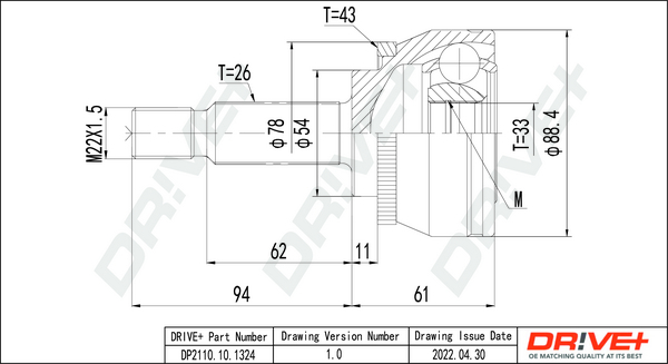 Kit giunti, Semiasse - DP2110.10.1324 Dr!ve+
