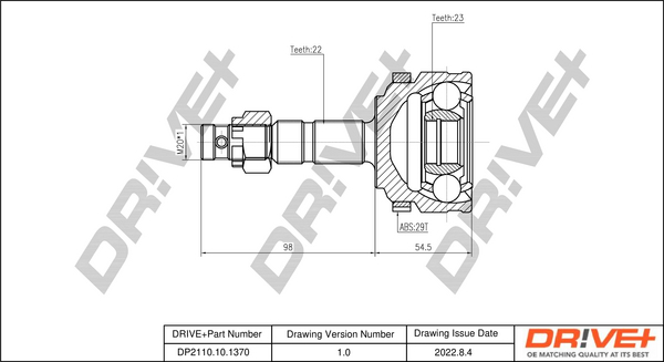 Kit giunti, Semiasse - DP2110.10.1370 Dr!ve+