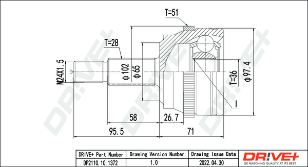 Joint Kit, drive shaft - DP2110.10.1372 Dr!ve+