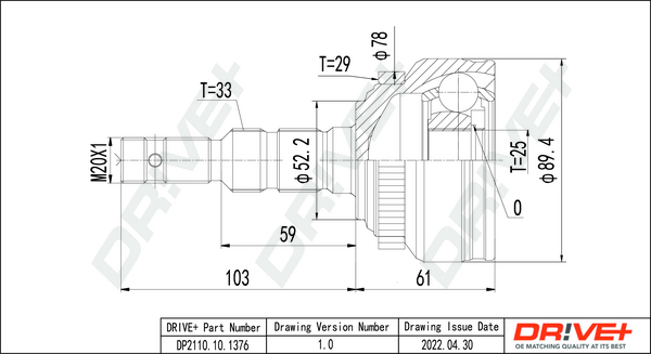 Kit giunti, Semiasse - DP2110.10.1376 Dr!ve+