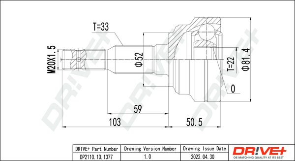 Joint Kit, drive shaft - DP2110.10.1377 Dr!ve+