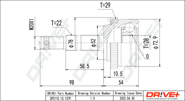 Joint Kit, drive shaft - DP2110.10.1379 Dr!ve+