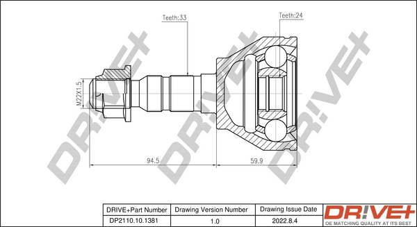 Joint Kit, drive shaft - DP2110.10.1381 Dr!ve+