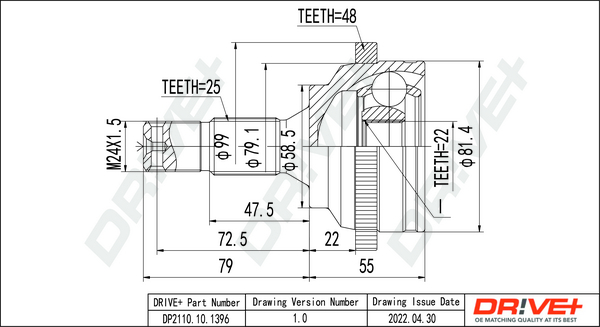 Joint Kit, drive shaft - DP2110.10.1396 Dr!ve+