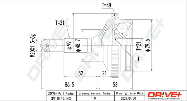 Joint Kit, drive shaft - DP2110.10.1400 Dr!ve+