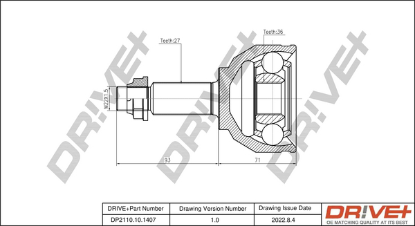 Joint Kit, drive shaft - DP2110.10.1407 Dr!ve+