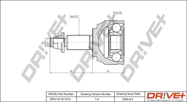 Joint Kit, drive shaft - DP2110.10.1410 Dr!ve+