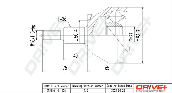 Joint Kit, drive shaft - DP2110.10.1424 Dr!ve+