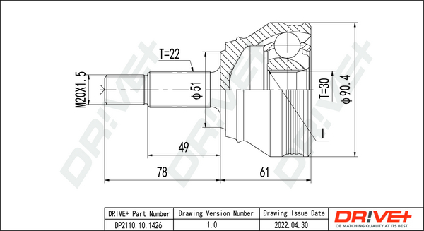 Kit giunti, Semiasse - DP2110.10.1426 Dr!ve+