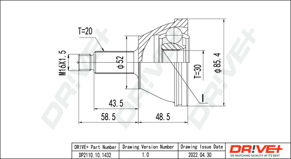 Joint Kit, drive shaft - DP2110.10.1432 Dr!ve+
