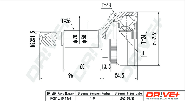 Joint Kit, drive shaft - DP2110.10.1494 Dr!ve+