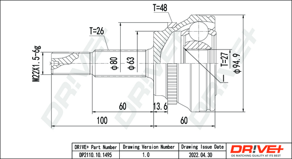 Joint Kit, drive shaft - DP2110.10.1495 Dr!ve+