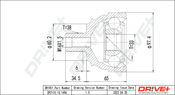 Joint Kit, drive shaft - DP2110.10.1496 Dr!ve+