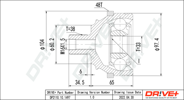 Joint Kit, drive shaft - DP2110.10.1497 Dr!ve+