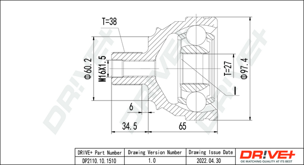 Joint Kit, drive shaft - DP2110.10.1510 Dr!ve+