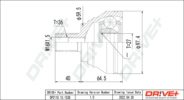 Joint Kit, drive shaft - DP2110.10.1538 Dr!ve+