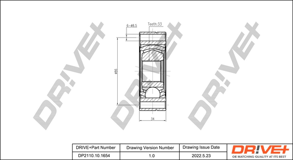 Kit giunti, Semiasse - DP2110.10.1654 Dr!ve+