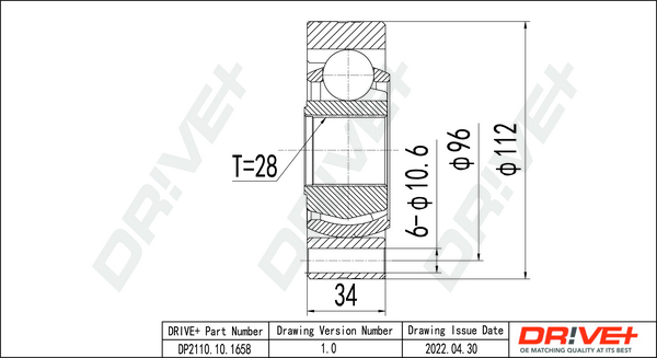 Joint Kit, drive shaft - DP2110.10.1658 Dr!ve+