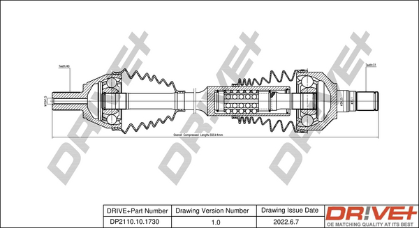 Drive Shaft - DP2110.10.1730 Dr!ve+