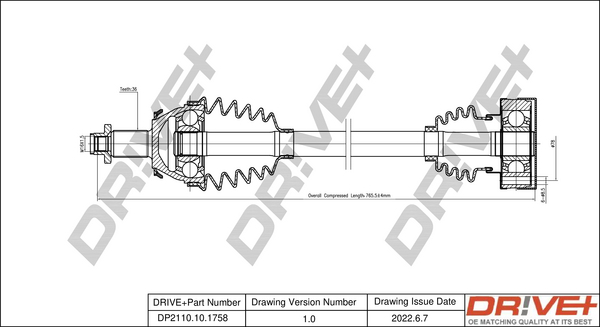 Albero motore/Semiasse - DP2110.10.1758 Dr!ve+