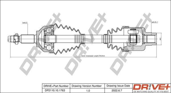 Albero motore/Semiasse - DP2110.10.1763 Dr!ve+