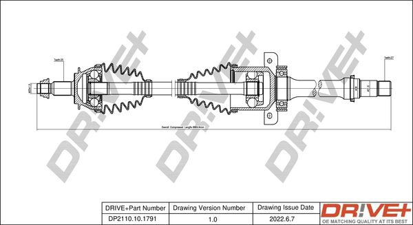 Albero motore/Semiasse - DP2110.10.1791 Dr!ve+