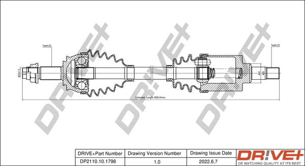 Albero motore/Semiasse - DP2110.10.1798 Dr!ve+