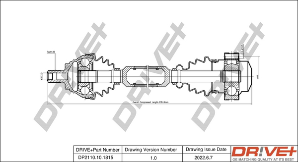 Albero motore/Semiasse - DP2110.10.1815 Dr!ve+