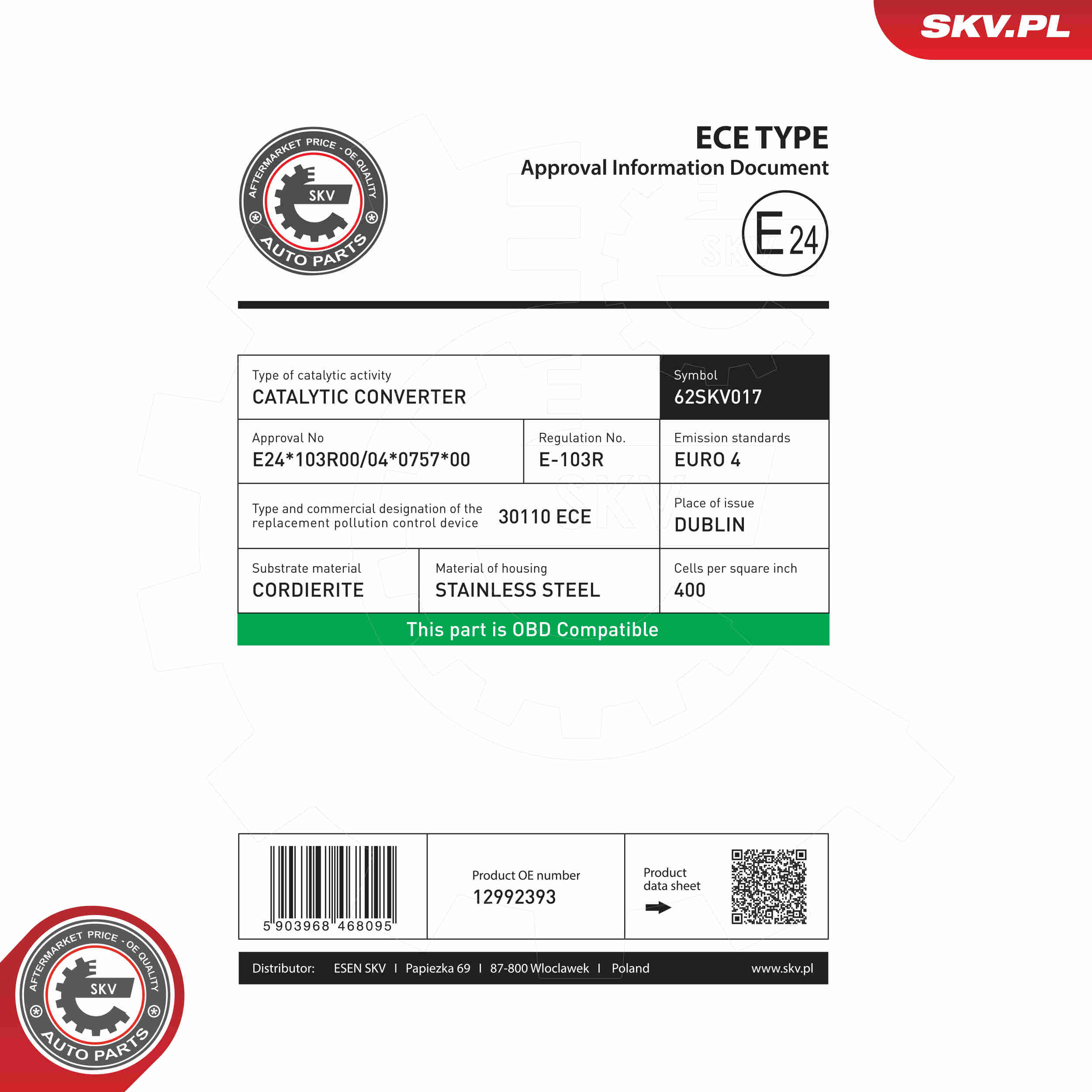 Catalytic Converter, universal - 62SKV017 ESEN SKV