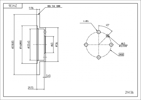 Brake Disc - 214 136 HART