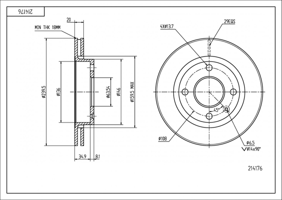 Brake Disc - 214 176 HART