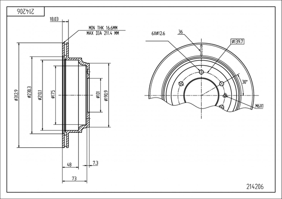 Brake Disc - 214 206 HART