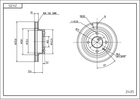 Brake Disc - 214 315 HART