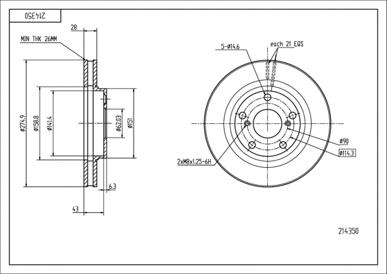 Brake Disc - 214 350 HART