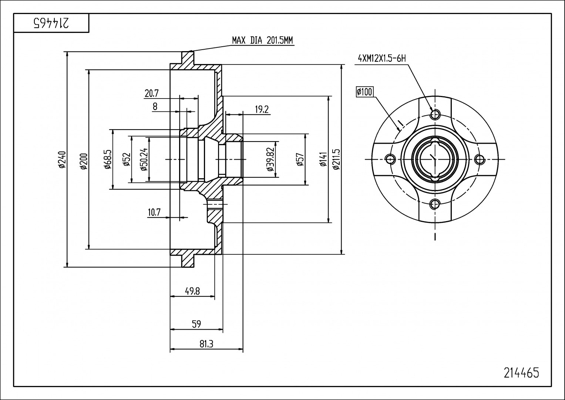 Brake Drum - 214 465 HART