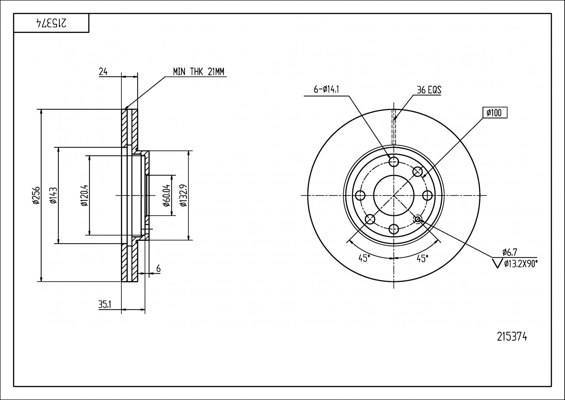 Brake Disc - 215 374 HART