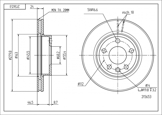 Brake Disc - 215 653 HART