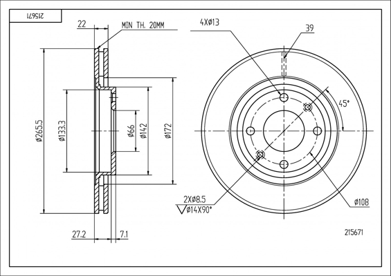 Brake Disc - 215 671 HART