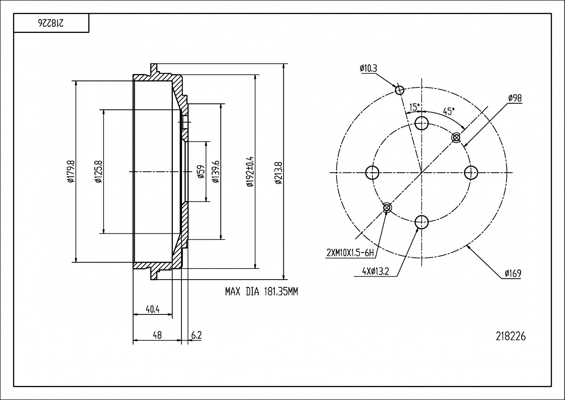 Brake Drum - 218 226 HART