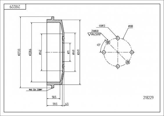 Brake Drum - 218 229 HART