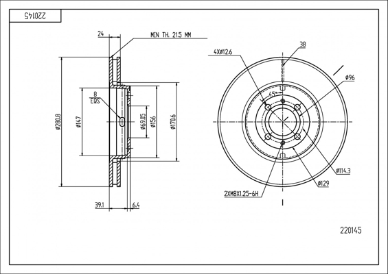 Brake Disc - 220 145 HART