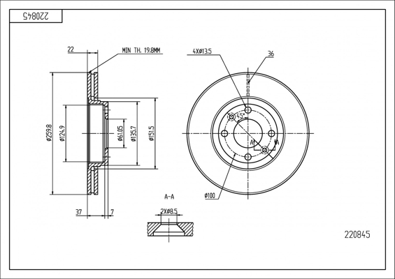 Brake Disc - 220 845 HART