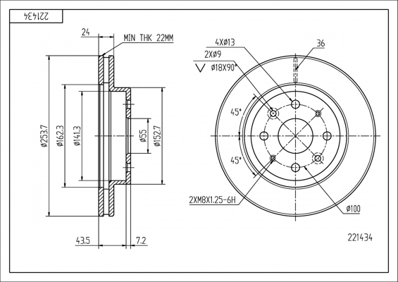 Brake Disc - 221 434 HART