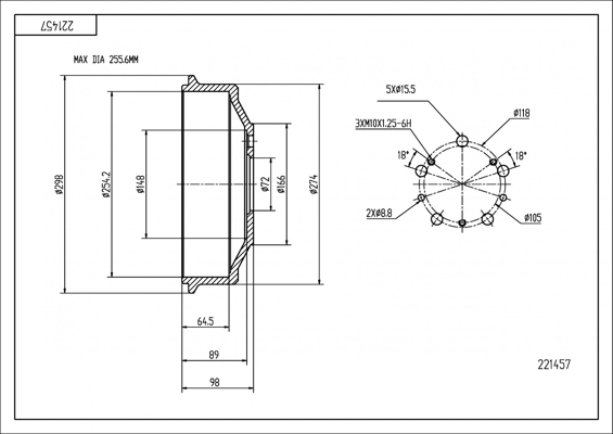 Brake Drum - 221 457 HART