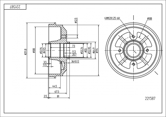 Brake Drum - 221 587 HART