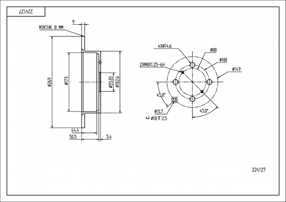 Brake Disc - 224 127 HART