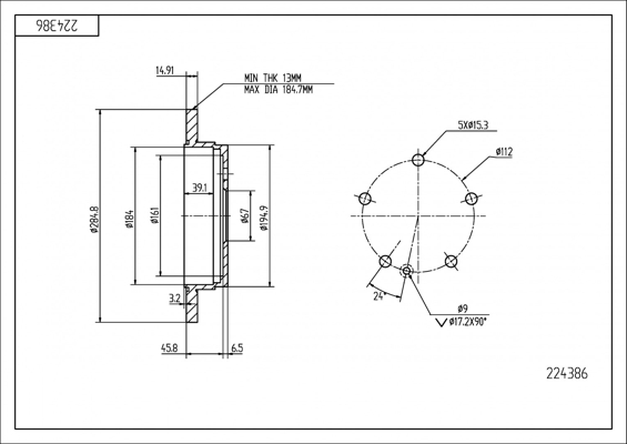 Brake Disc - 224 386 HART