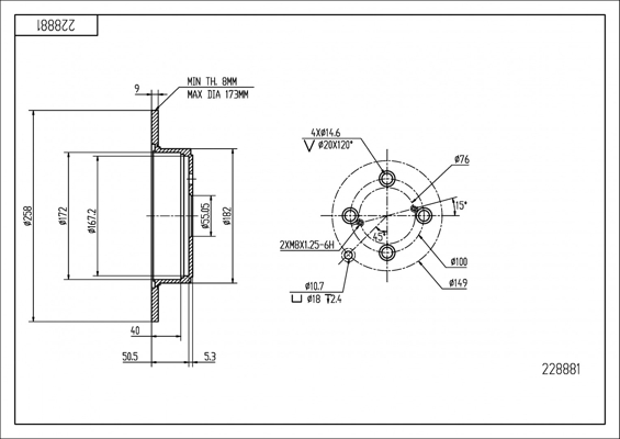Brake Disc - 228 881 HART