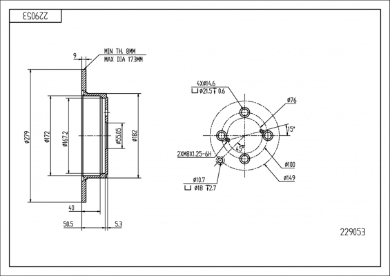 Brake Disc - 229 053 HART